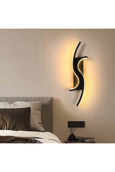 NO BRAND Lampă de perete LED Scienna, neagră, modernă, pentru loft, hol, 12W ...