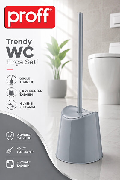 Proff Gray and White Toilet Brush Set - Toilet and Toilet Bowl Cleaning Brush