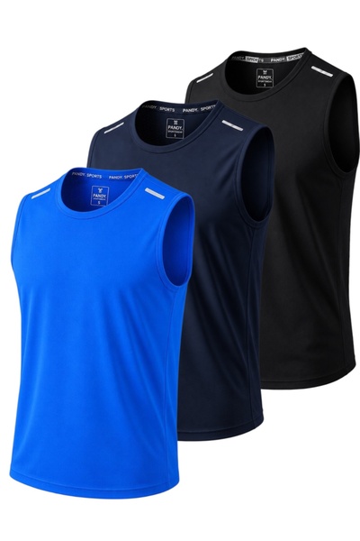 pandy 3-Pack Quick Dry Breathable Athletic Technical Athlete Zero Sleeve T-Shirt