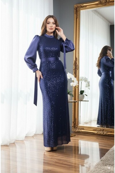 MD MODA DEMİRKAYA Pulpalet Kolu Saten Astarlı Abiye