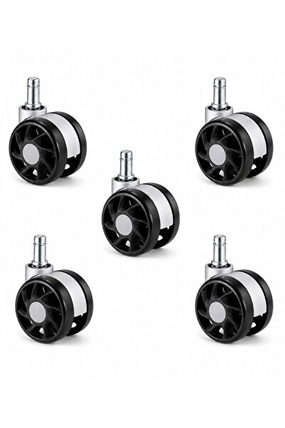 AULE 5 Pieces of Office Chair Wheels – White and Black Compatible – 11 mm Sna...