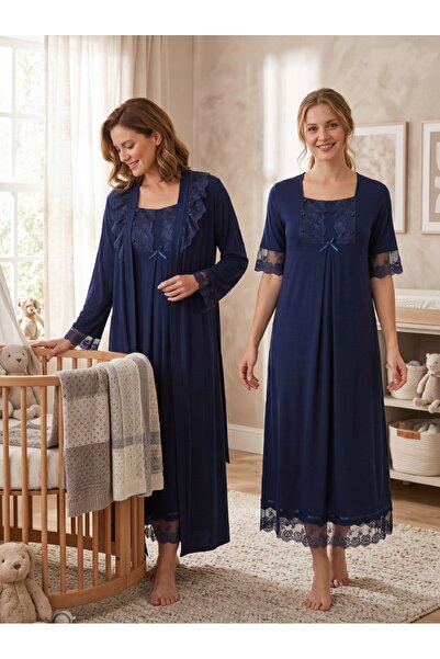 Lohusa Homewear مجموعة ملابس نوم للحوامل من القطن بنسبة 100% بأكمام قصيرة وتص...