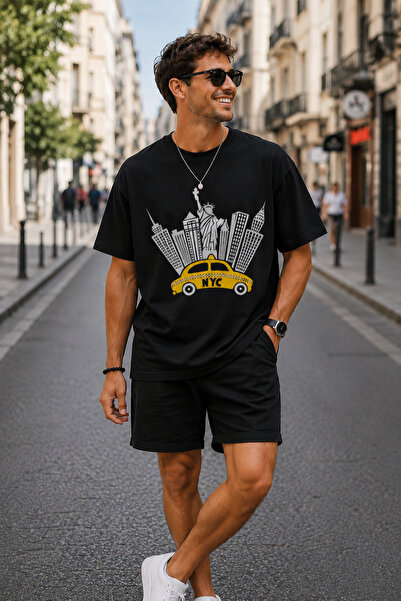 ArtYus Μπλουζάκι New York City με στάμπα Crew Neck Casual Unisex Oversize - Β...