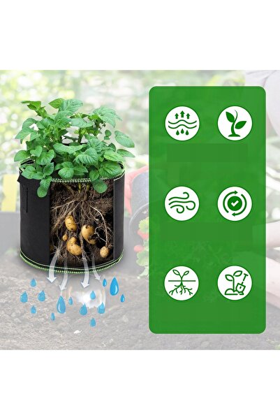 NO BRAND Saci de plantare negri din pâslă pentru grădină 25 cm X 30 X 25 cm