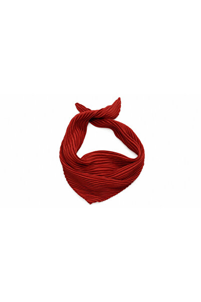 Avoria Klasik Kırmızı Likit/Piliseli Kadın Fular - 50x50 cm