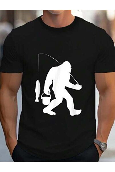 799 100% Cotton Bigfoot Fishing Shirt Funny Sasquatch And Fish Women's Men's ...