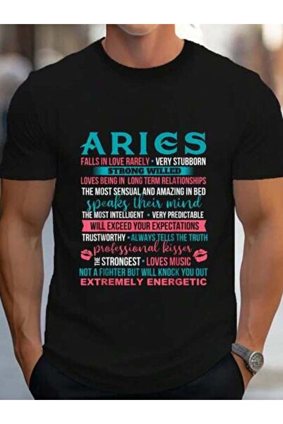 799 100% Cotton Aries Zodiac Sign Astrology Horoscope Personality Traits T-Sh...