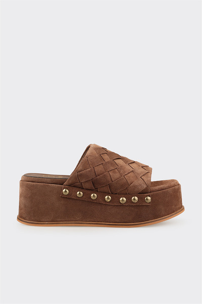 Elle Shoes Kahve Deri Kadın Terlik