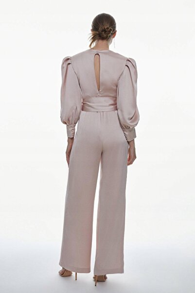 NO BRAND Costum elegant Karen Mellen, albastru marin, cu mâneci bufante, 38
