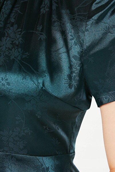 NO BRAND Rochie verde mini cu mâneci scurte, imprimeu floral, clasică, Oasis 38