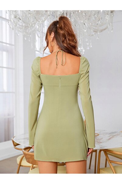 NO BRAND B29n005 rochie mini verde simplă parthea m