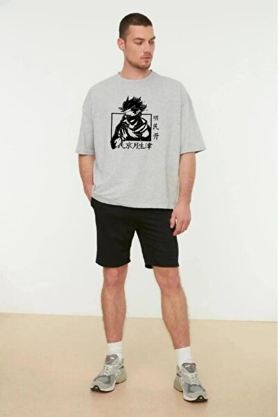 H&GHAMLEGİYİM Unisex Gojo Satoru Jujutsu Kaisen Printed Oversize T-shirt