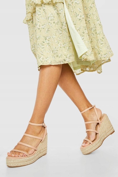 NO BRAND Sandale Boohoo espadrile bej cu toc înalt 41