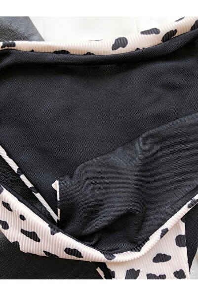 NO BRAND Slip de bikini bej, model solzi de pește negri, clasic, Shein m