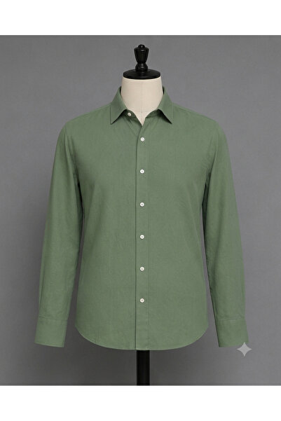 TARZZİNG Men's Long Sleeve Plain Muslin Shirt