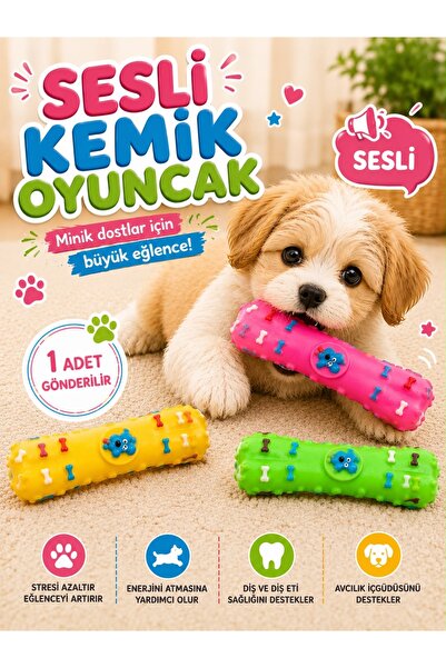 HAYHAYPETSHOP Sesli Köpek Kemik Oyuncağı – Diş Kaşıma ve Çiğneme Oyuncağı | 1...