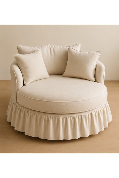 N.zone Luxurious Round Lounge Chair for Living Room, Offering Maximum Comfort and Relaxation after a Long Day – Stylish Modern Design with Comfortable Cushions and a Spacious Seat, Perfect for Reading, Reception Areas, and Everyday Sitting – Size 120 X 120 X 85 Cm.