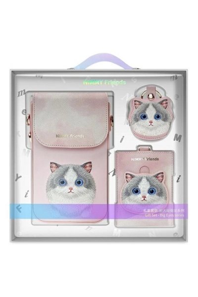 Nimmy Big Eyed Pet 2.0 3-în-1 Geantă de telefon roz, Portofel și Husă pentru ...