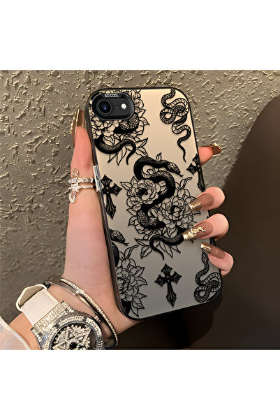 ARTISHELL iPhone 7/8/SE 2020 2022 Uyumlu Gotik Yılan ve Çiçek Deseni Sanat Te...