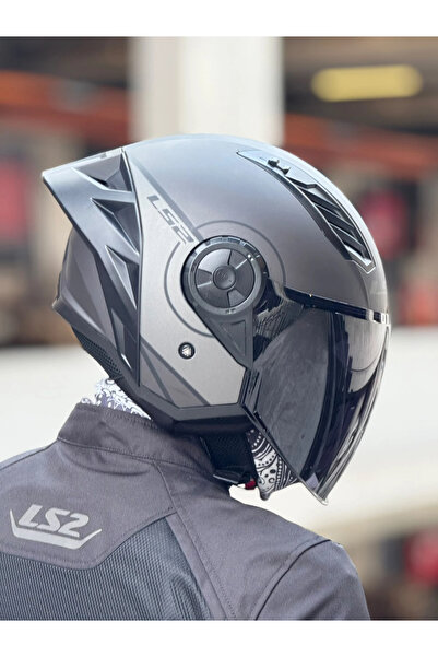 LS2 AIRFLOW 2 COVER MAT SİYAH-GRİ KASK (SİYAH VİZÖR + SPOILER)