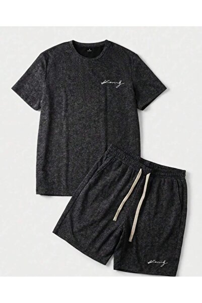 LAND MODA Black Washed T-Shirt Set, 2-Piece, Minimalist Design, Suitable for ...