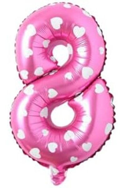 Yıldızan 8 Number 16 Inch Pink Heart Foil Balloons 36 cm (Pink) 931845