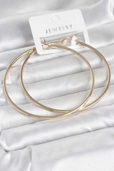 Mega Bazaar Gold Color Brass Cornered Edge Hoop 72 mm Women's Earrings
