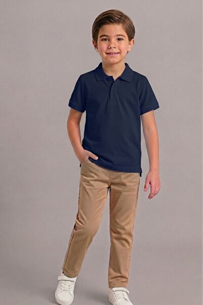 NACAR STORE Unisex Kids 2-Piece Combination Navy Blue Short Sleeve Polo Colla...