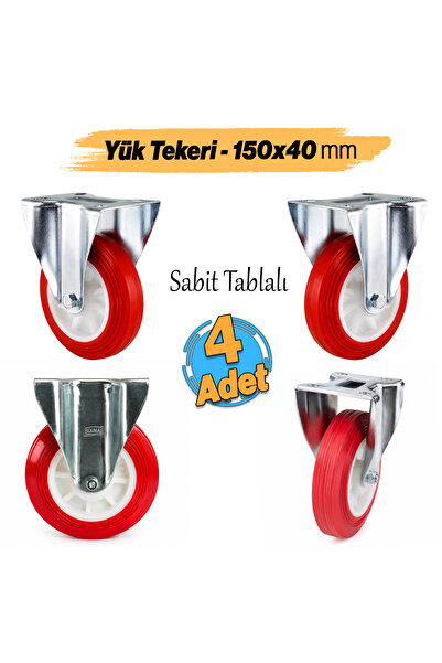 Badem10 (4 Adet) Sabit Tablalı Yük Taşıma Araç Tekeri 150x40 mm Poliamid 150'...