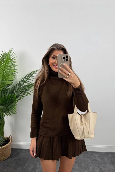 Flarsky Women's Turtleneck Sweater-Women's Knitwear Top and Bottom Set with P...