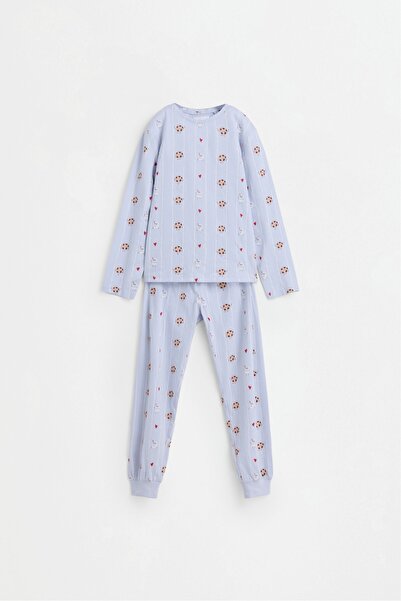 LEFTIES Baskılı uzun pijama takımı