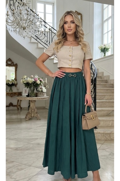 BELLASTORE Belt Detailed Maxi Skirt