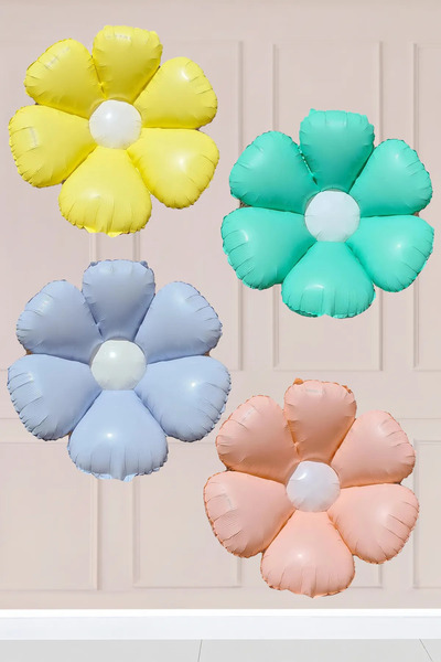Atölye Mi 4-Piece Macaron Colors Daisy Foil Balloon Set 4 Pieces Daisy Foil B...