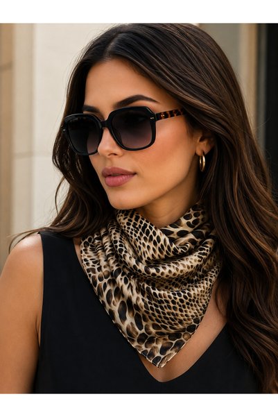 Bymiel Women's Leopard Patterned Satin Scarf Bandana Square Scarf Hair and Ne...