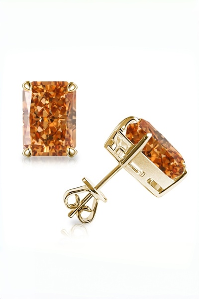 MEETMAY 18K Gold Plated S925 Silver Radiant Cut Earrings - 4ct 8x10mm Crushed...
