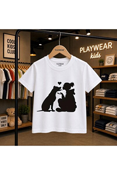 playwear Tricou unisex pentru copii 100% cu imprimeu Doge Girl Shadow, 5 6 -7...