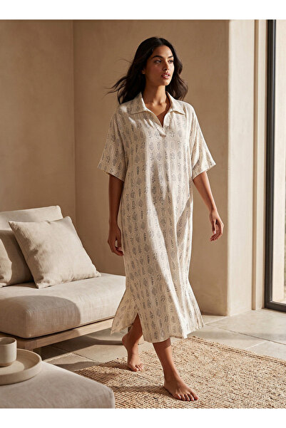Splash FAV Set of 2 - Intimates Midi Length Night Dress Short Sleeves Assorted Print Viscose