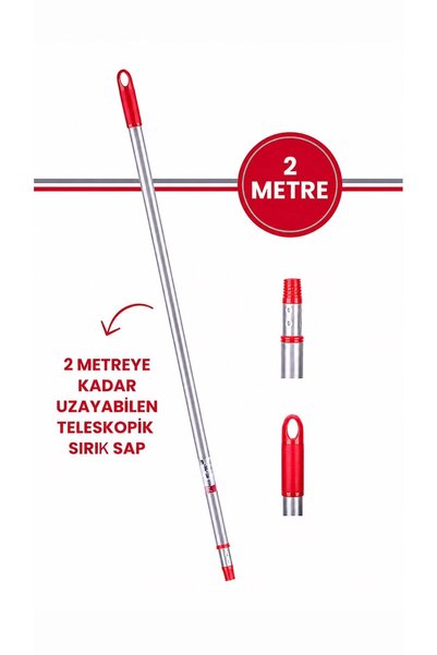 Ceyhanlar 2 Meter Telescopic Extension Handle Metal Body 2-Stage Locking Glass Cleaning Floor Cleaning Paint Roller Compatible Universal Screw Handle
