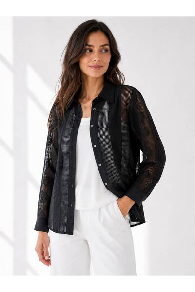 Hisset collection FİLE NAKIŞLI GÖMLEK TAKIM