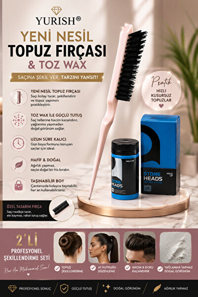 YURISH Yeni Nesil Topuz Fırçası & Ultra Tutuculu Toz Wax