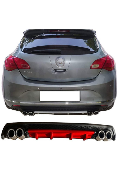 HasAkman Opel Astra J HB Kırmızı Difüzör Çiftli Yuvarlak Egzoz Görünümlü D Ti...