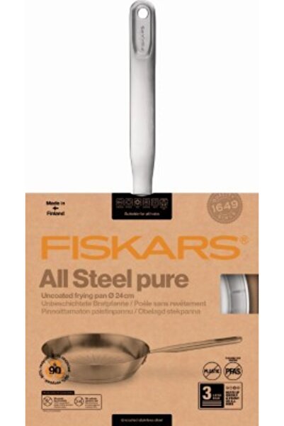 FiSKARS Tigaie tradițională din oțel inoxidabil masiv, pentru gaz și inducție...