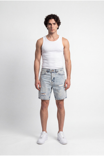 Machinist Men's Boyfriend Distressed Jean Shorts Blue