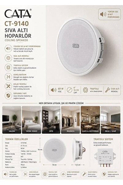 Cata CT-9140 TRAFOLU HOPARLÖR (60W)SIVA ALTI