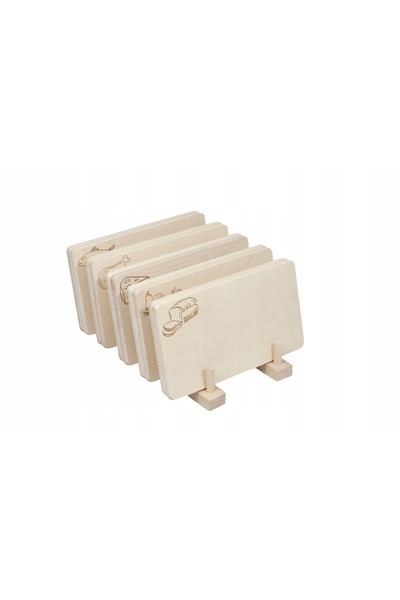 peewit Tocător din lemn GRAWER KUCHENNA 22x12x1, set cu suport, 10 bucăți