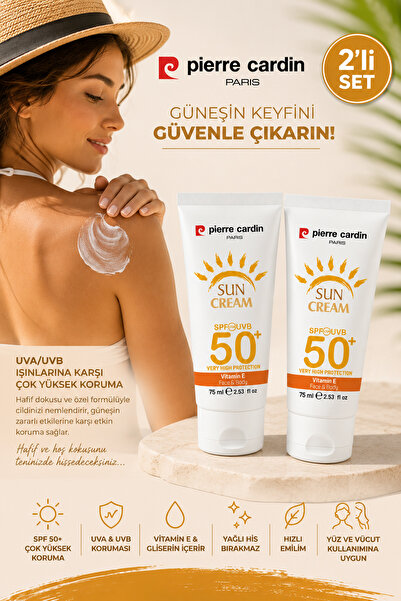 Pierre Cardin 50+ SPF Güneş Kremi 75 ML x 2'li Avantajlı Set