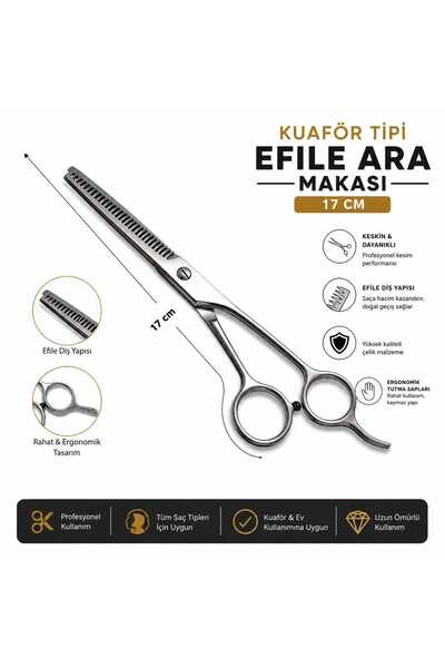 beneficio 1. Kalite 17 Cm Ergonomik Saplı Profesyonel Çelik Ara Makası Efile ...