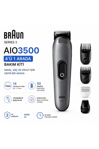 Braun Hepsi Bir Arada Series 3, 4’ü 1 Arada Tıraş Kiti, Keskin Bıçak, 14 Uzun...