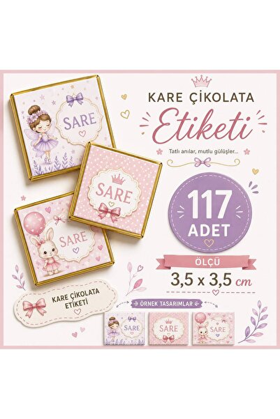 YEAP OFFICE Kişiye Özel İsimli Kare Çikolata Etiketi Yapışkanlı 117 Adet (3,5...
