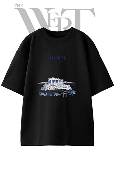 THEWERT Μπλουζάκι Parthenon Athens Design με στάμπα Unisex σε μαύρο χρώμα και...